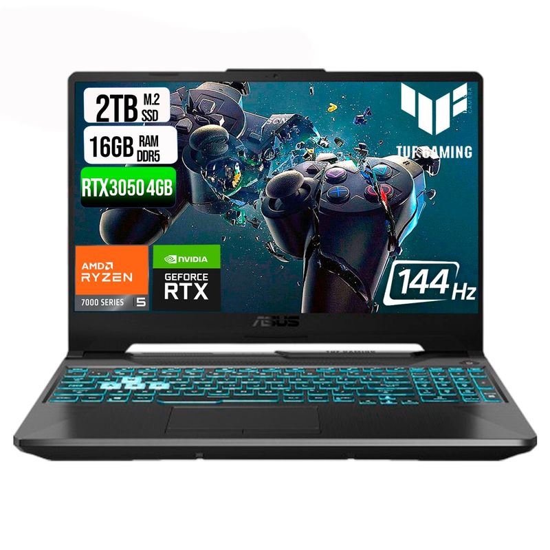 ASUS - ASUS TUF A15 AMD RYZEN 5 7535HS SSD 2TB RAM 16GB DDR5 15,6 FHD RTX 3050 4GB