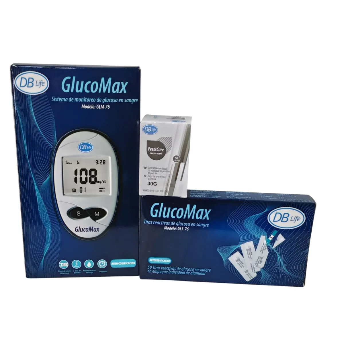 GMD - GLUCOMETRO GLUCOMAX  CON 50 TIRAS 50 LANCETAS