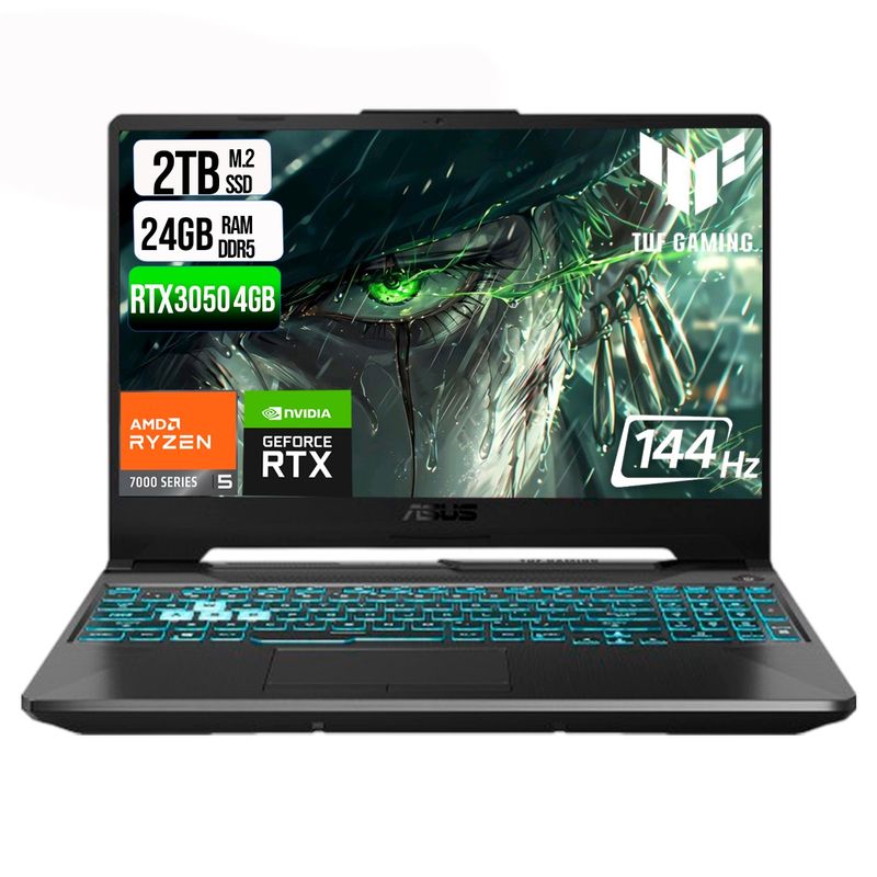 ASUS - ASUS TUF A15 AMD RYZEN 5 7535HS SSD  2TB RAM 24GB DDR5 15,6 FHD RTX 3050 4GB
