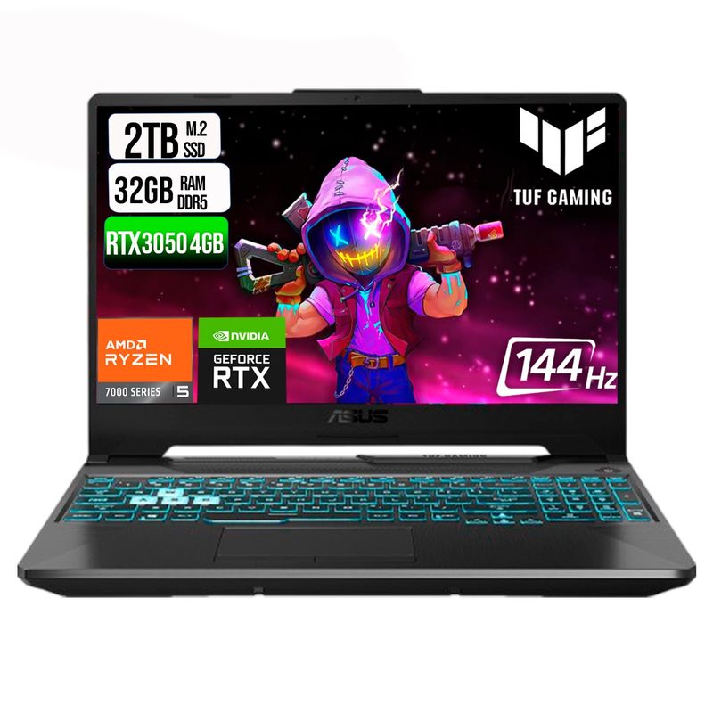 ASUS - ASUS TUF A15 AMD RYZEN 5 7535HS SSD  2TB RAM 32GB DDR5 15,6 FHD RTX 3050 4GB