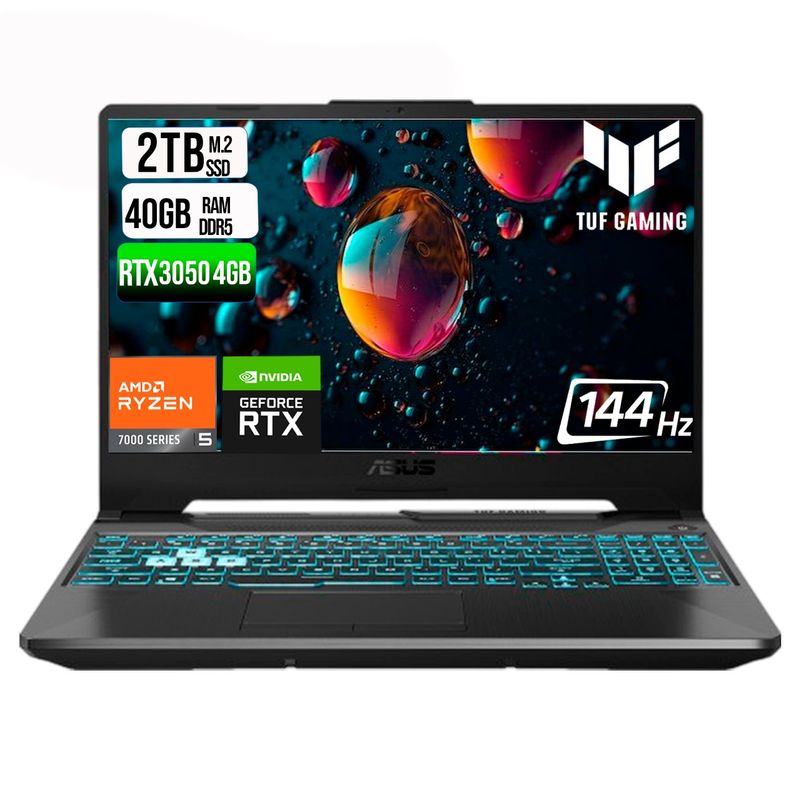ASUS - ASUS TUF A15 AMD RYZEN 5 7535HS SSD  2TB RAM 40GB DDR5 15,6 FHD RTX 3050 4GB