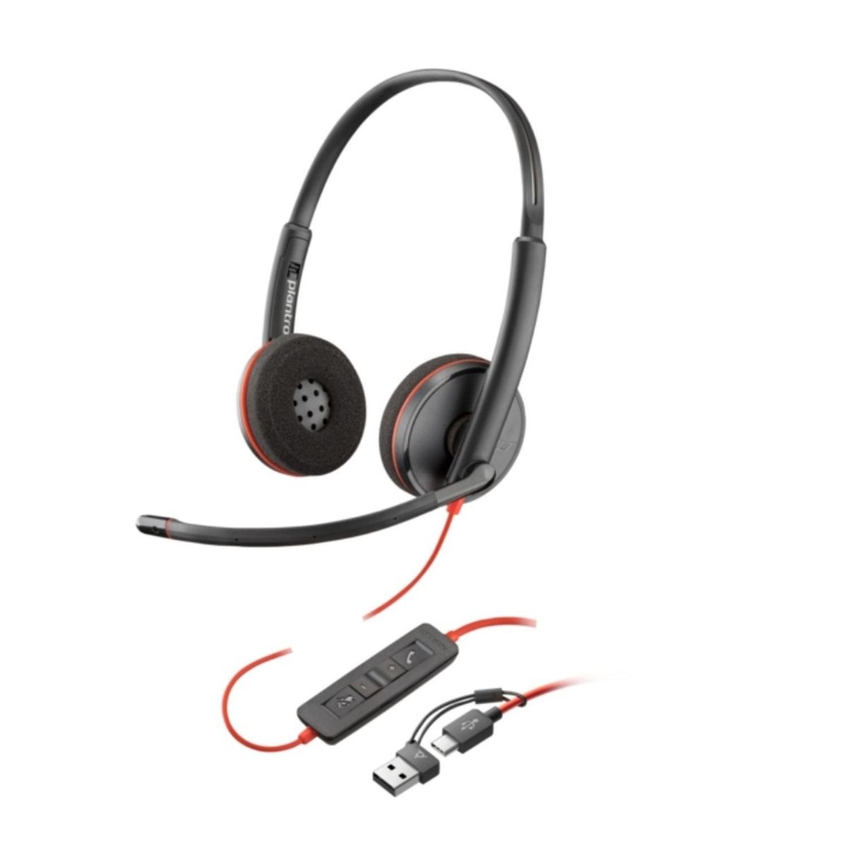 POLY - Auricular Poly Blackwire 3220 Stereo USB-C Headset +USB 2 años de garantía Negro