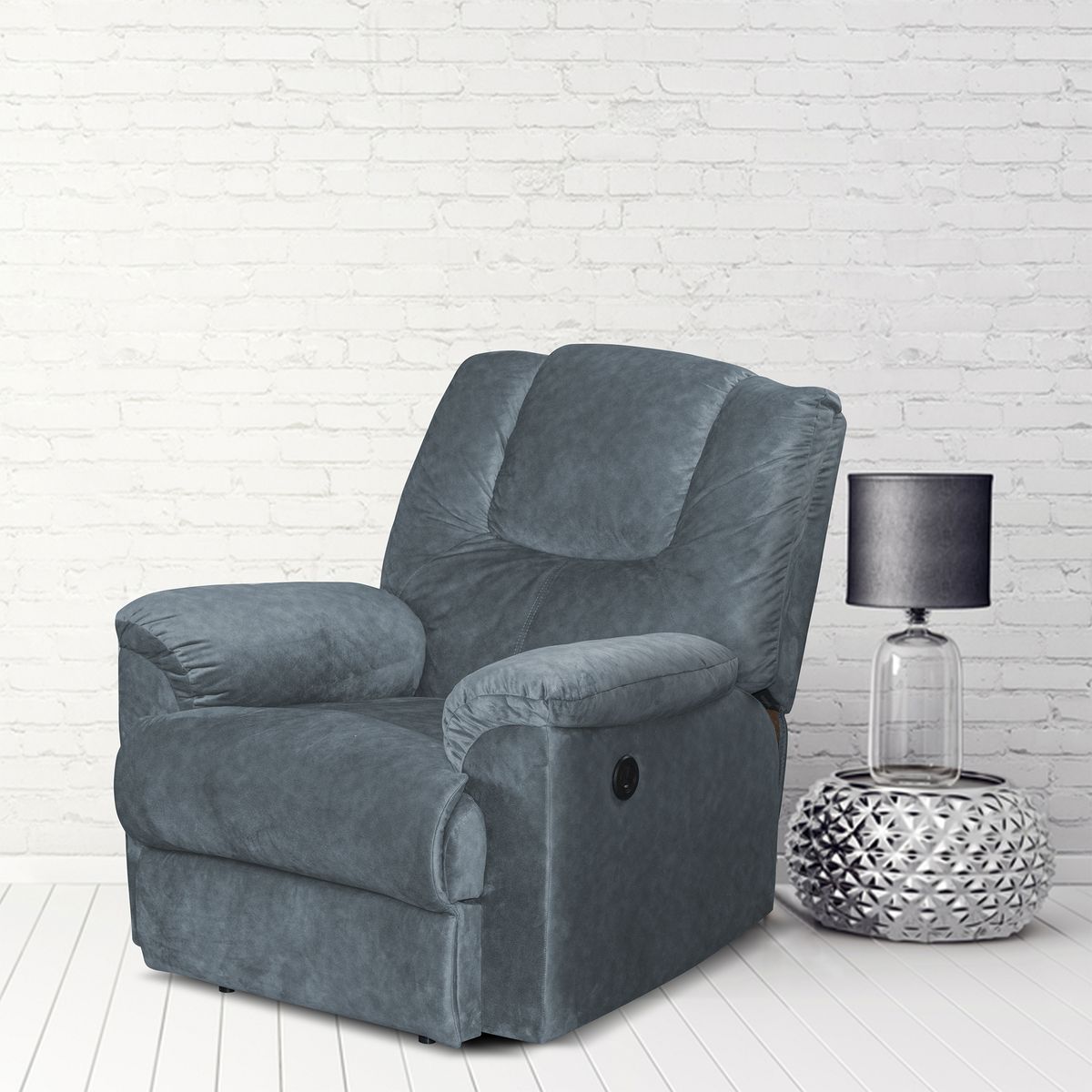 ELITE LIVING - SILLA RECLINABLE TONY ELECTRICA USB SEMI SINTETICO GRIS PLOMO