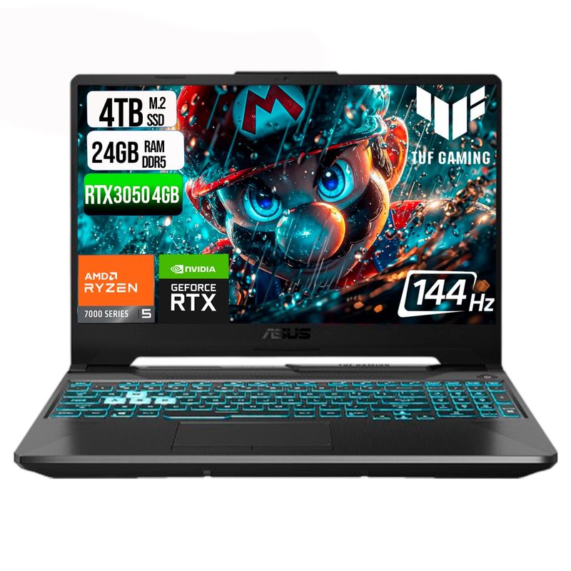 ASUS - ASUS TUF A15 AMD RYZEN 5 7535HS SSD 4TB RAM 24GB DDR5 15,6 FHD RTX 3050 4GB