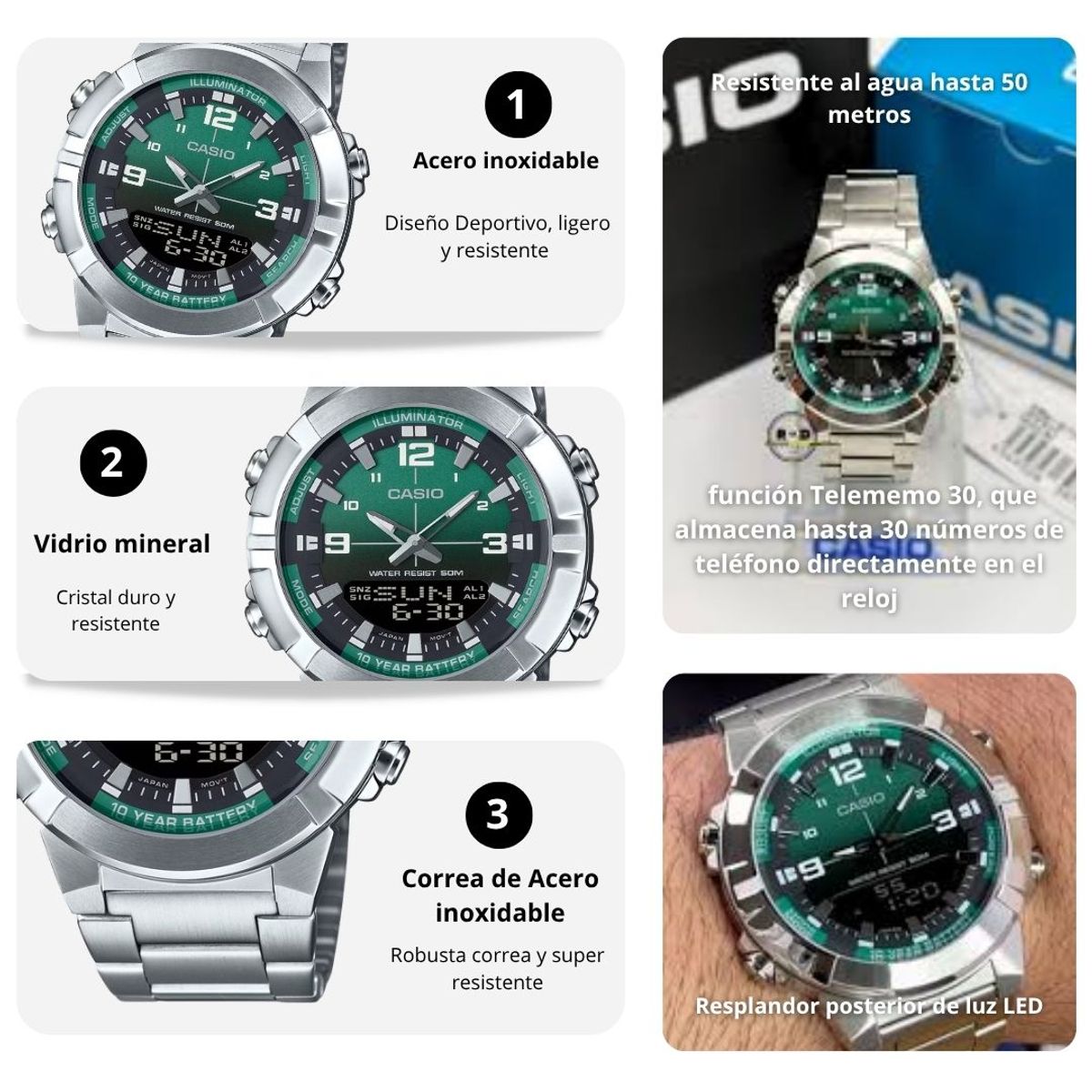 CASIO - Reloj Casio AMW-870DA-3A Análogodigital - Elegante