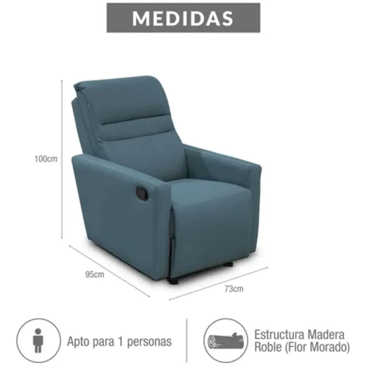 ELITE LIVING - SILLA RECLINABLE ARTHUR MECEDORA GIRATOR MICROFIBRA INDIGO