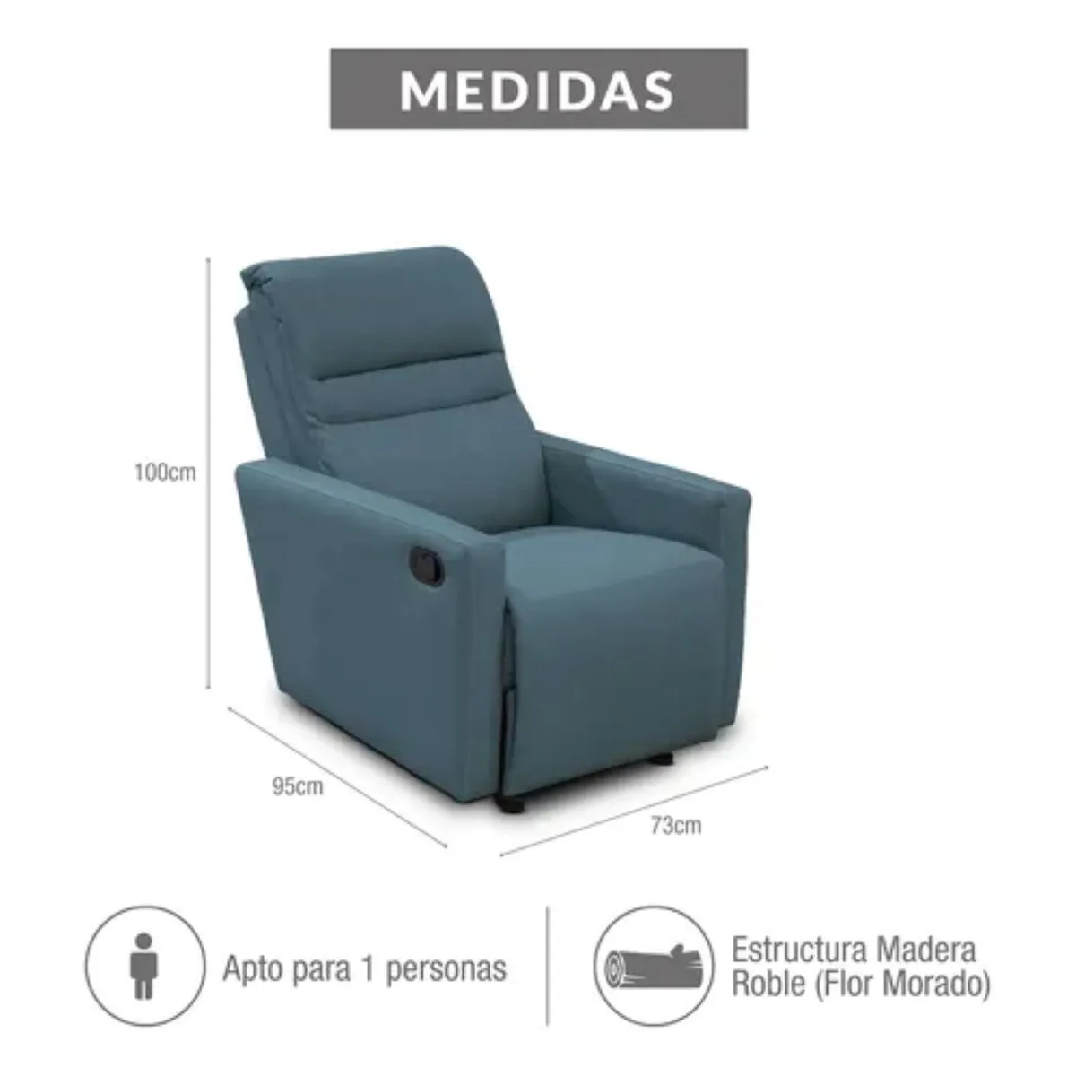 ELITE LIVING - SILLA RECLINABLE ARTHUR MECEDORA GIRATOR MICROFIBRA INDIGO