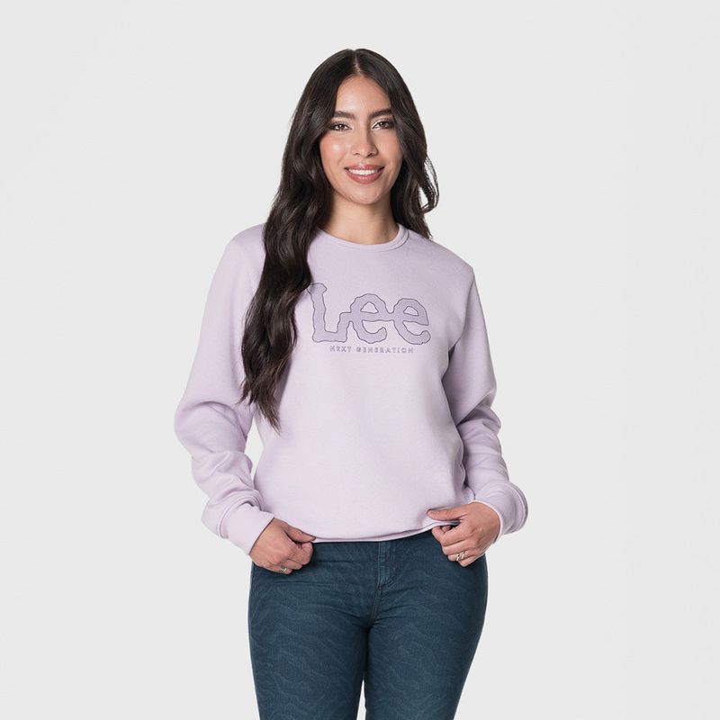 LEC LEE - Buzo cuello redondo Unisex LilaXL