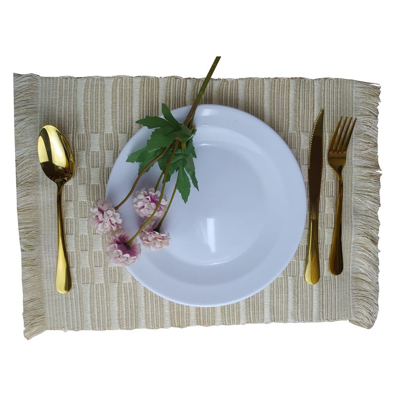 GENERICO - Individuales Set X 6 En Hilo Elaborados A Mano En Telar Beige