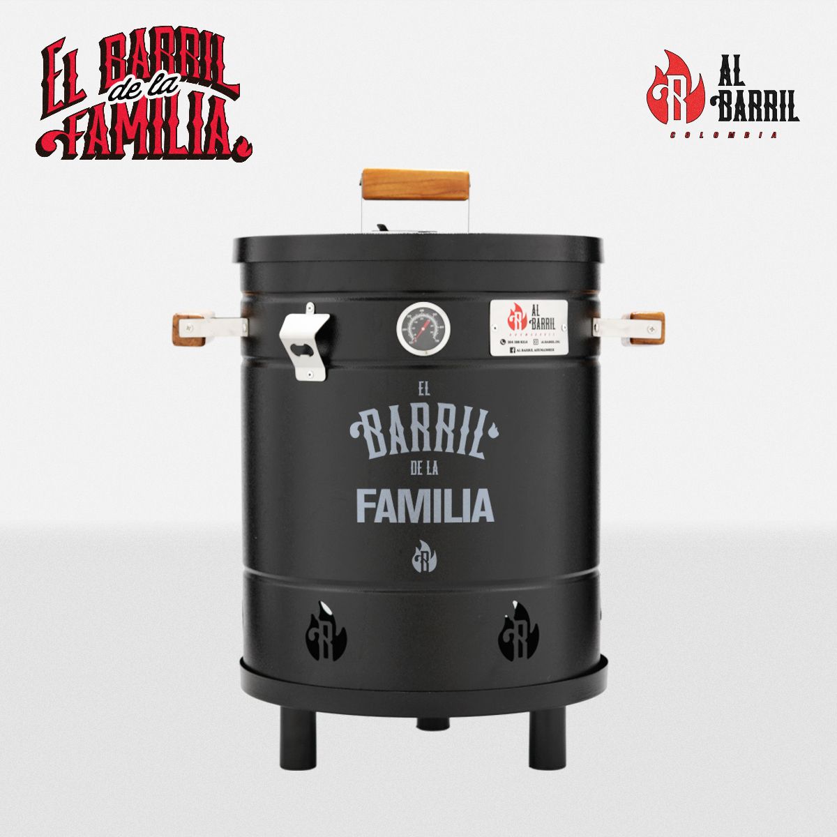 AL BARRIL - Barril Familiar: Barril Asador 20 lb + Personalizado + Accesorios