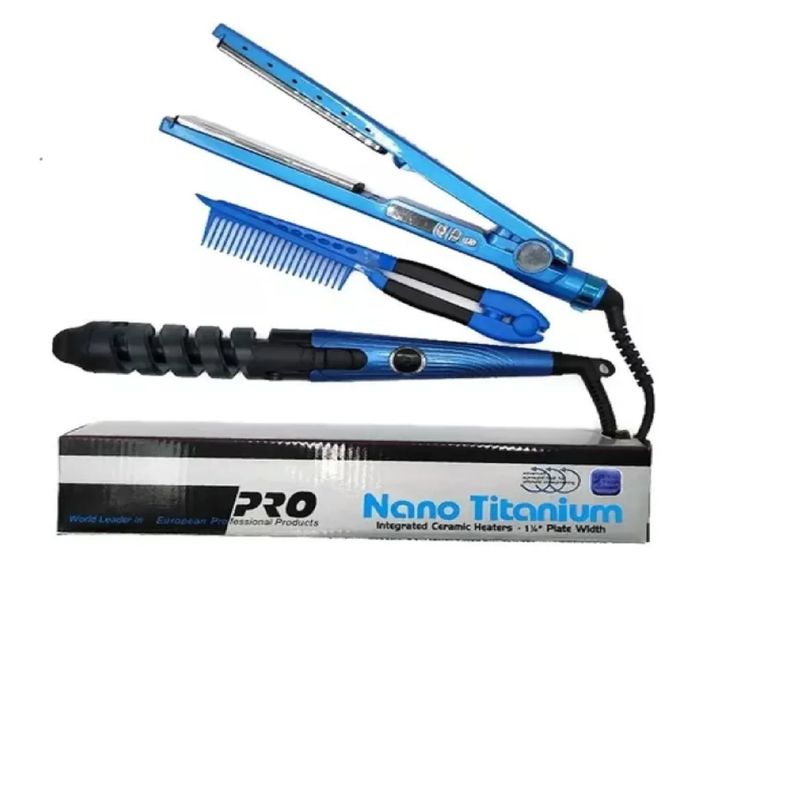 SKY - Combo Plancha De Cabello Nano Titanium + Rizador + Peine