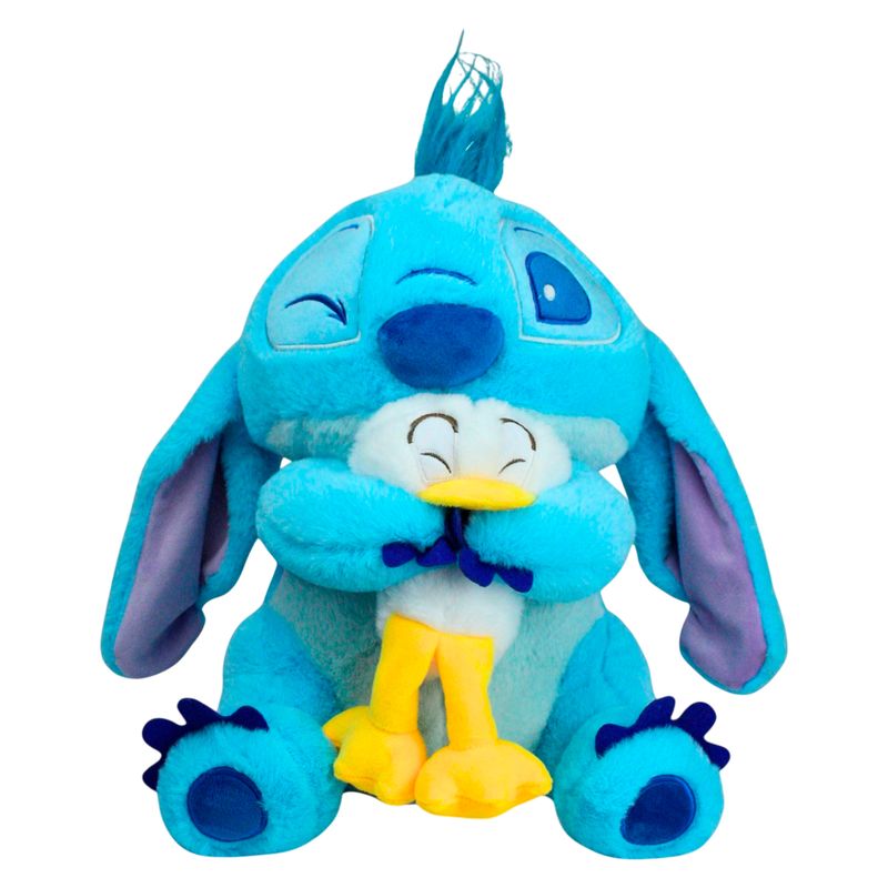 GENERICO - Peluche Stitch Abrazando Pato 36cm Peludo Suave Muñeco