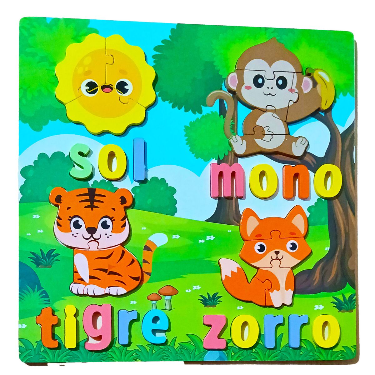 GENERICO - Rompecabezas 4 Animales De La Selva Para Niños