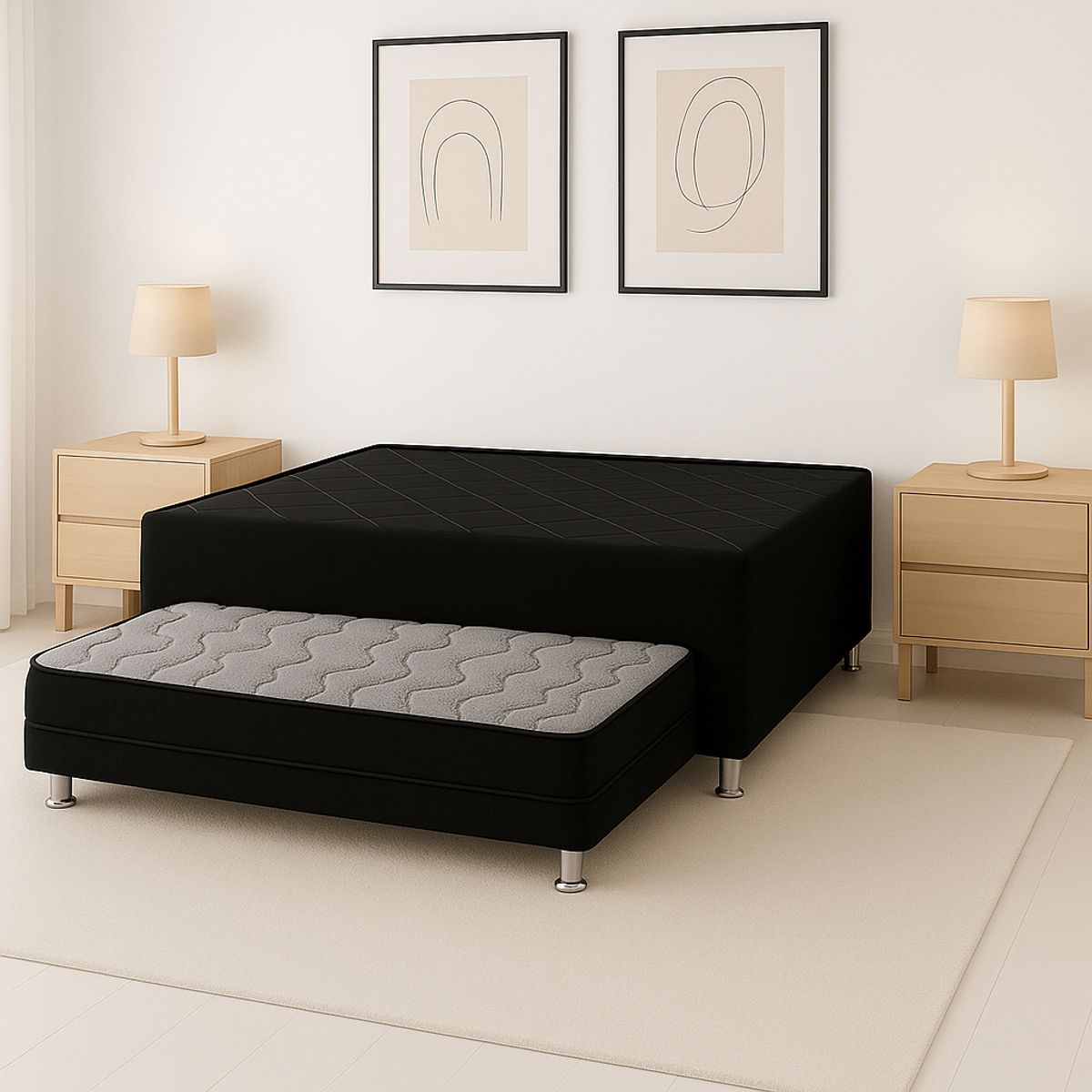 ESTILO Y CONFORT - Basecama duplex 120x190 estilo y confort  Tela Negra.