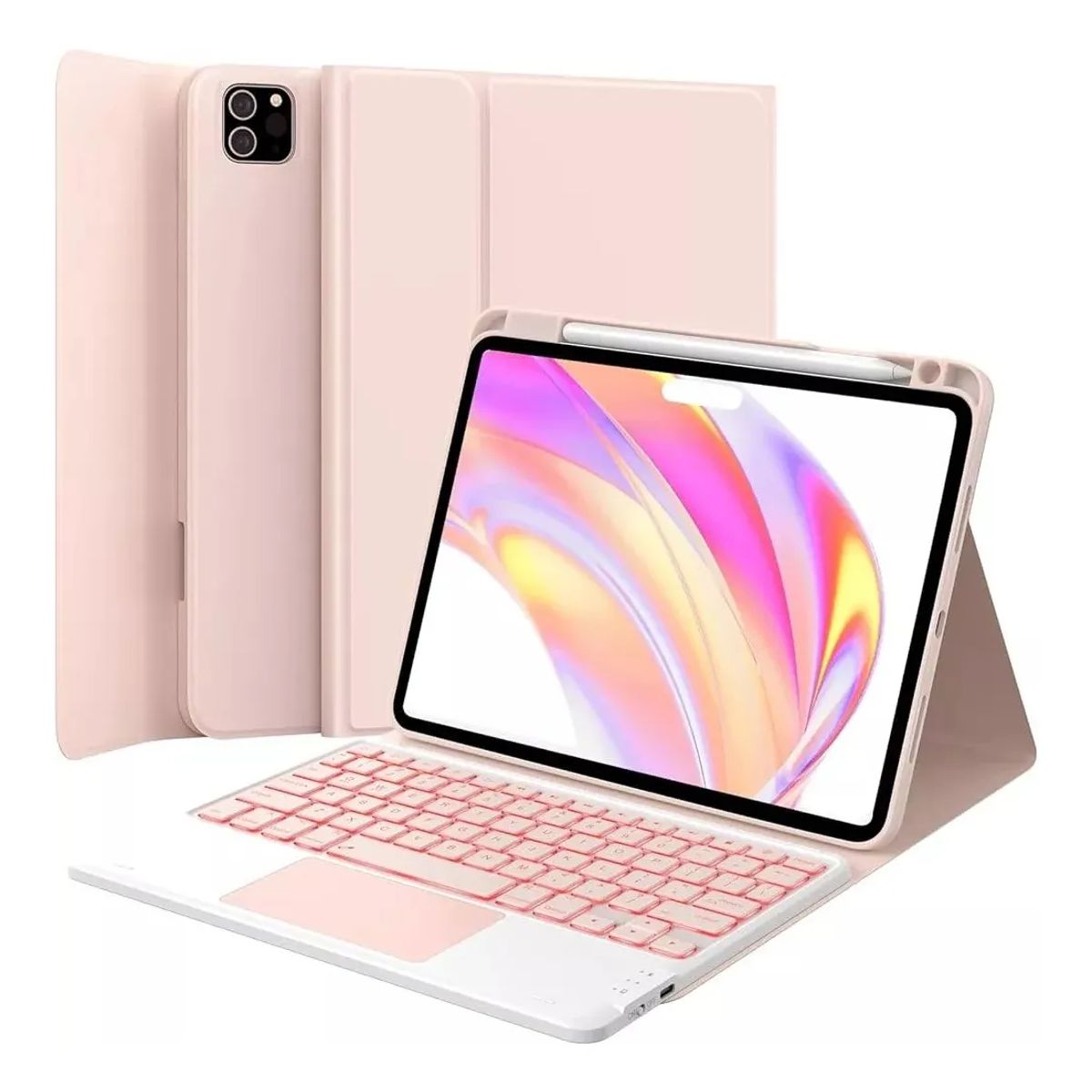 GENERICO - Forro Estuche Funda Teclado Touchpad Para iPad A16 11th Año 2025 Rosa