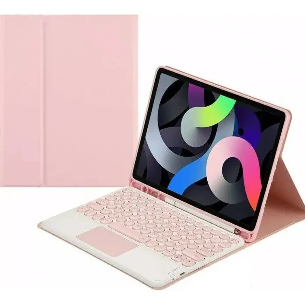 GENERICO - Forro Estuche Funda Con Teclado Touchpad Para iPad Air 11 M2 2024 Rosa