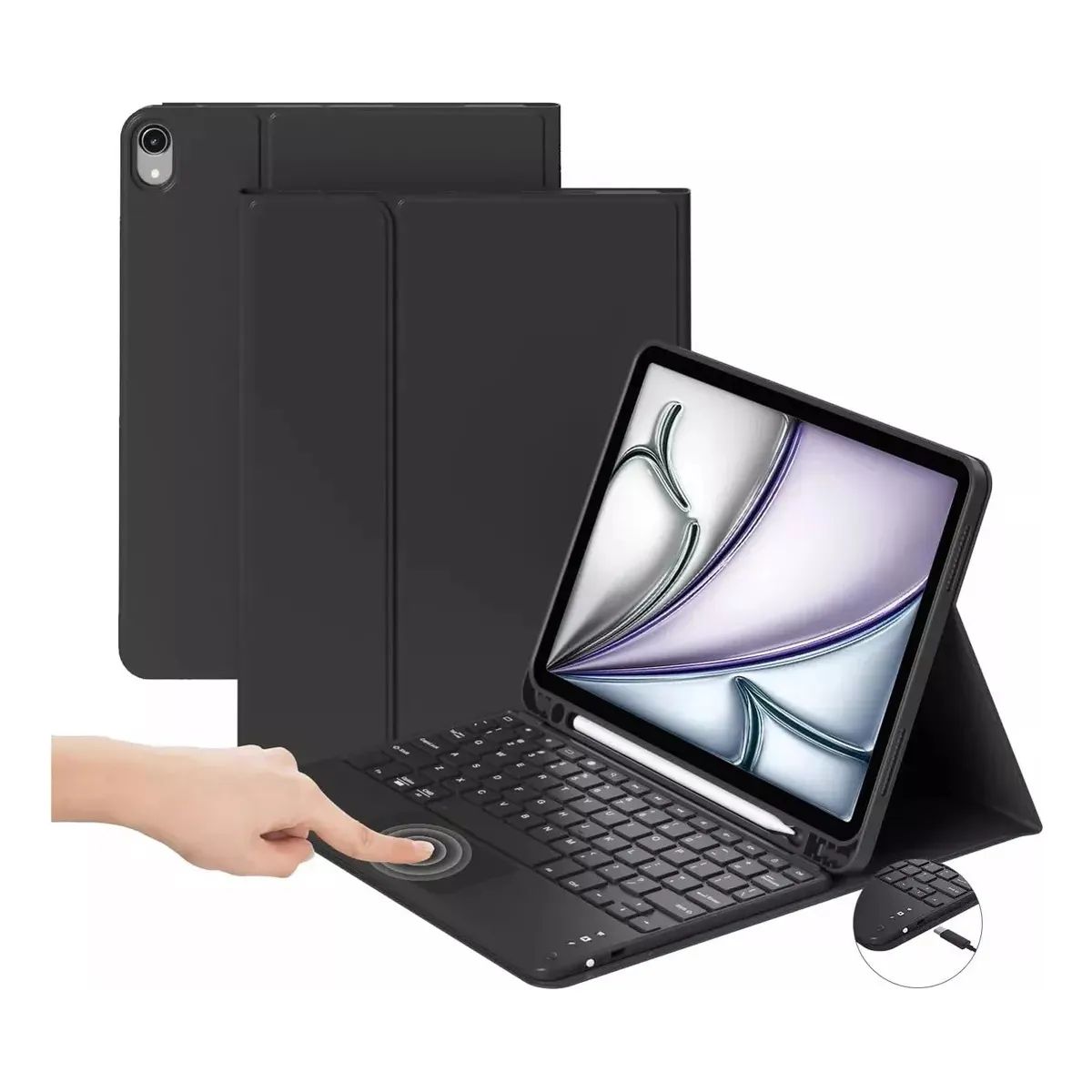 GENERICO - Forro Estuche Funda Teclado Touchpad Para iPad Air 5 2022 Negro