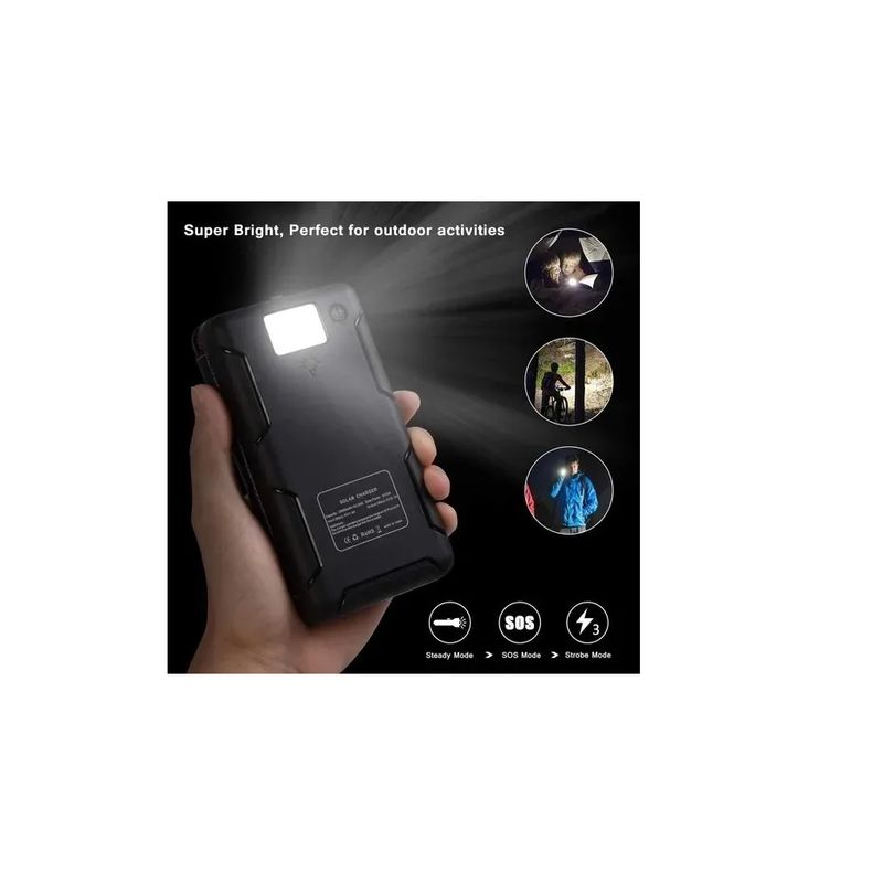 GENERICO - Power Bank Cargador Solar De 20000 Mah 4 Paneles Batería