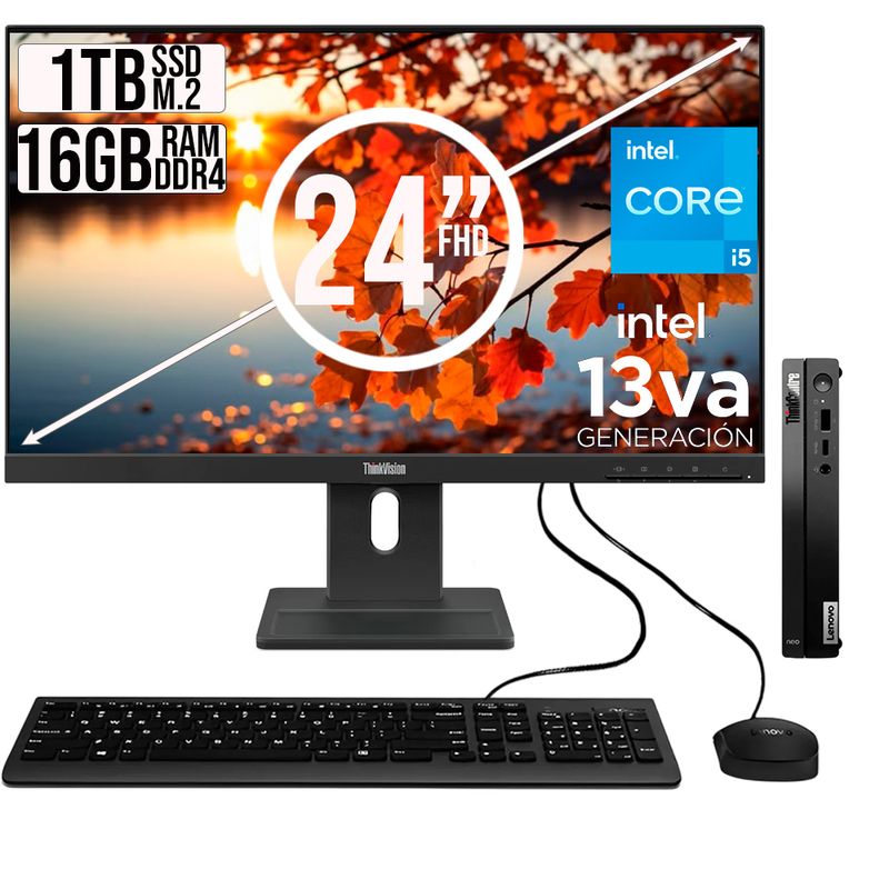 LENOVO - COMPUTADOR LENOVO TINY INTEL CORE I5-13420H SSD 1TB RAM 16GB 24 FHD E24-30