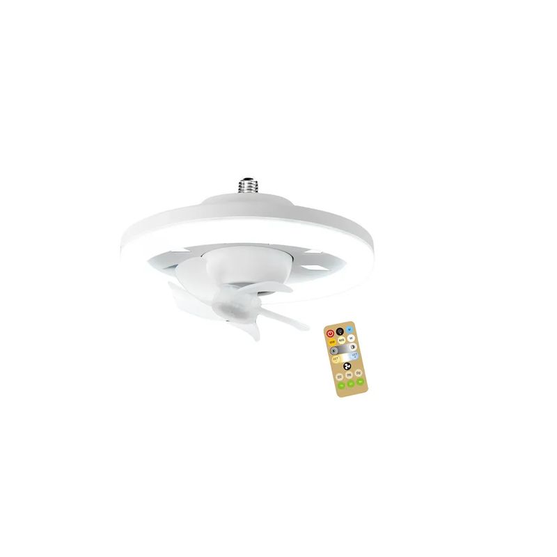 GENERICO - Bombillo Led Con Ventilador Giratorio 60w + Control Remoto