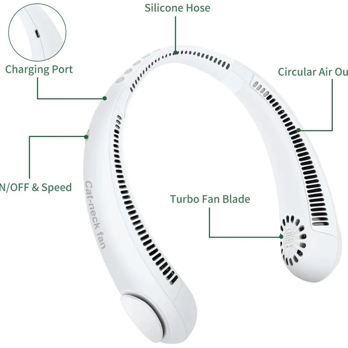 GENERICO - Ventilador De Cuello Portátil Recargable Triple Velocidad Co