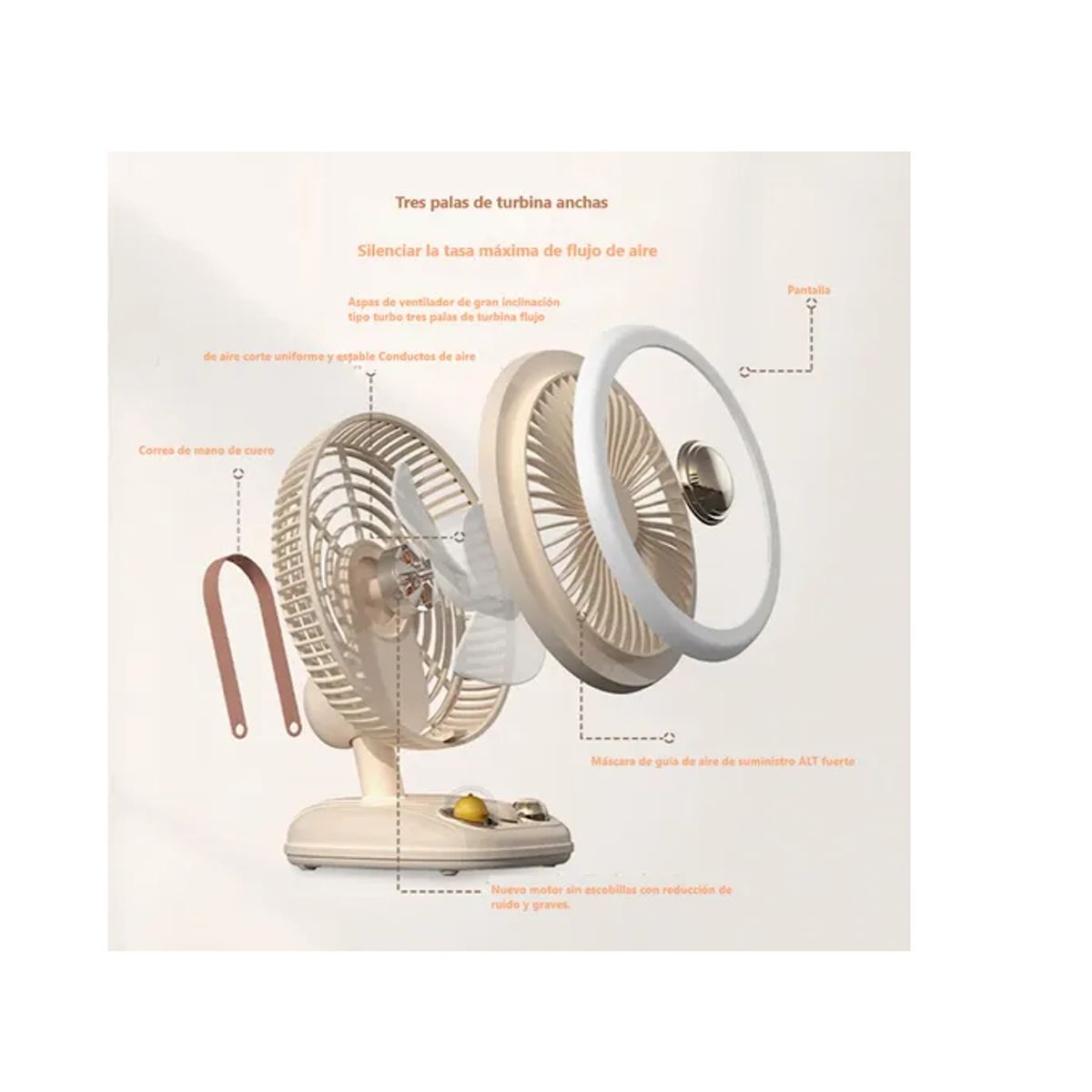 GENERICO - Ventilador Portátil Recargable Led Plegable 3 Velocidades