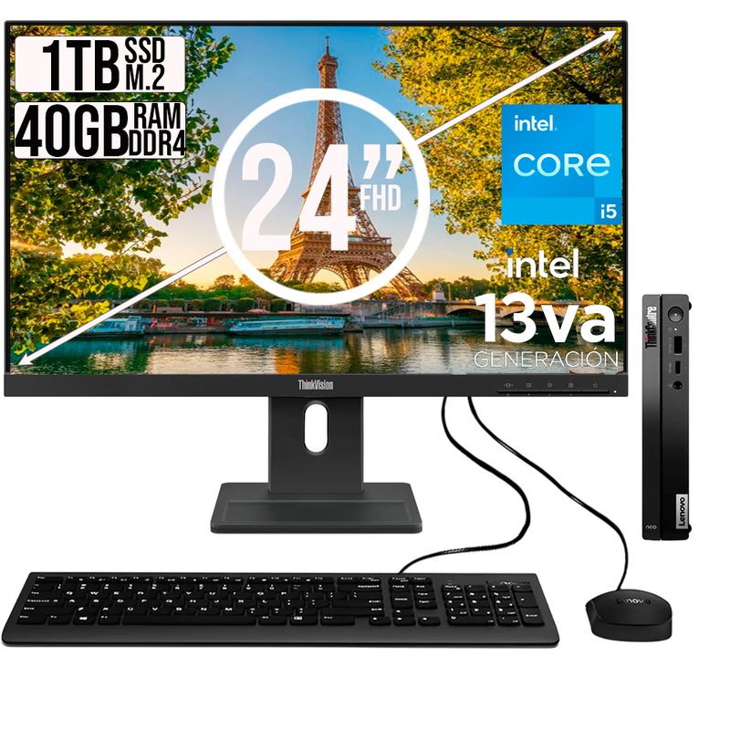 LENOVO - COMPUTADOR LENOVO TINY INTEL CORE I5-13420H SSD 1TB RAM 40GB 24 FHD E24-30