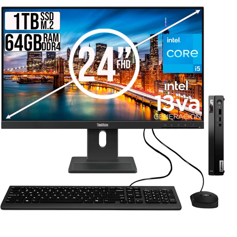 LENOVO - COMPUTADOR LENOVO TINY INTEL CORE I5-13420H SSD 1TB RAM 64GB 24 FHD E24-30