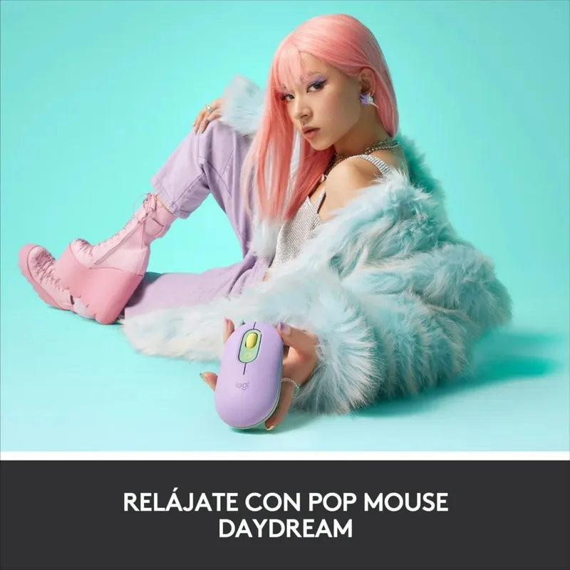 LOGITECH - Logitech POP Mouse Inalambrico Lila Con Boton Emojis