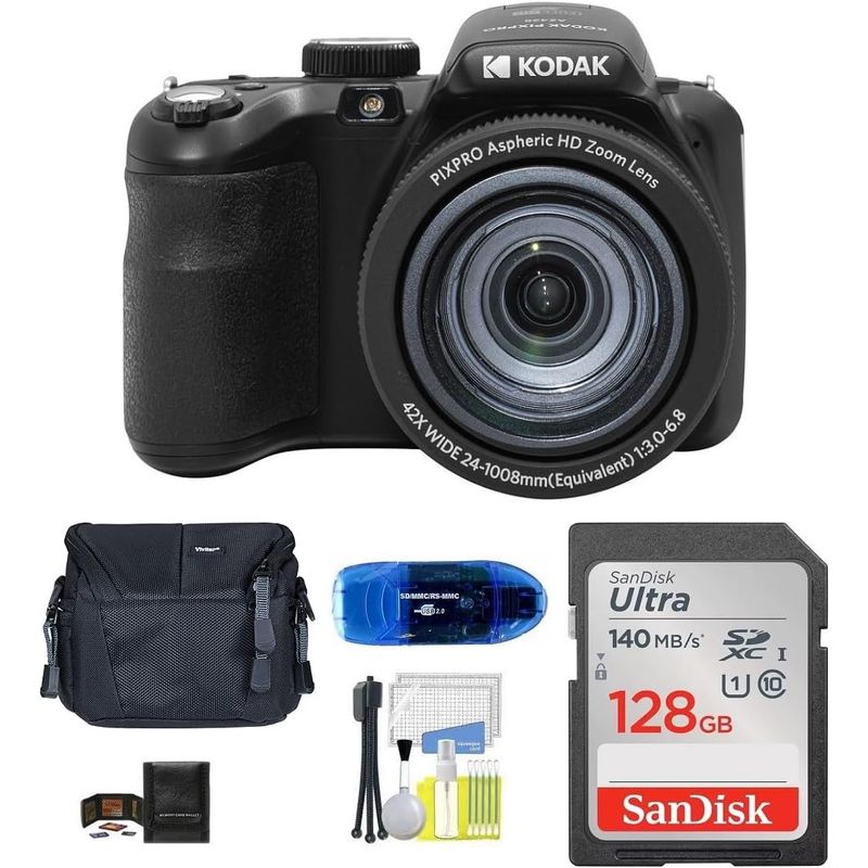 KODAK - Cámara Kodak PIXPRO AZ425 128GB bolsa lector y más