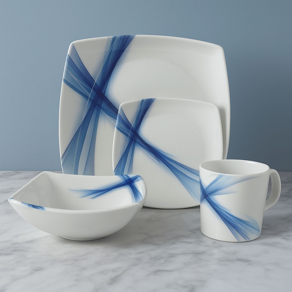KITCHENWARE - VAJILLA ASTER  LÍNEAS AZULES