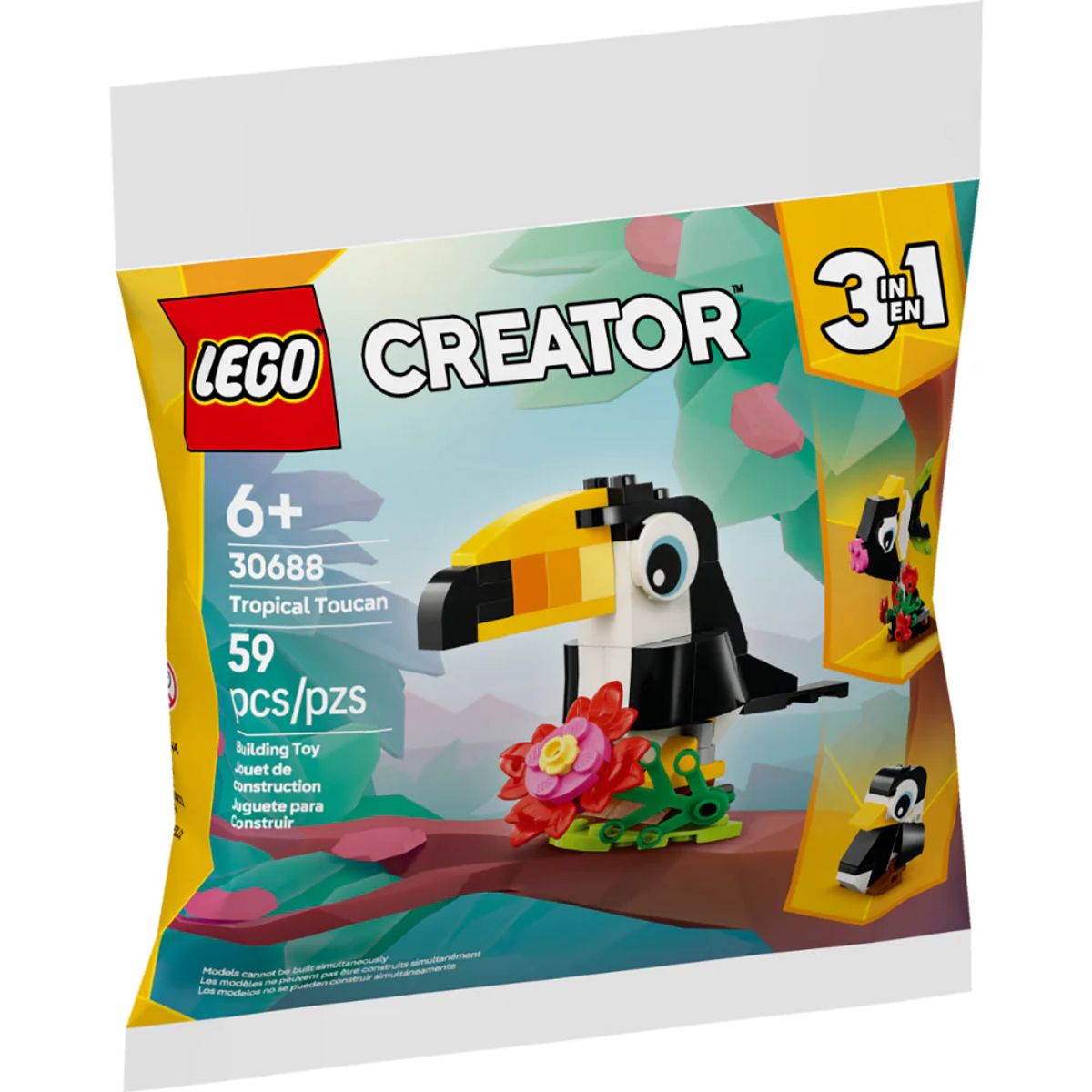 LEGO - Juego Lego 3 En 1 Tucán Tropical 59 Piezas Para Niños