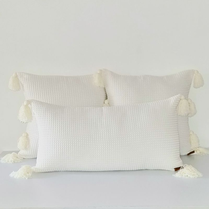 NOSSARENA - Set x 3 cojines Roberta 75x40cm y 50x50cm color blanco