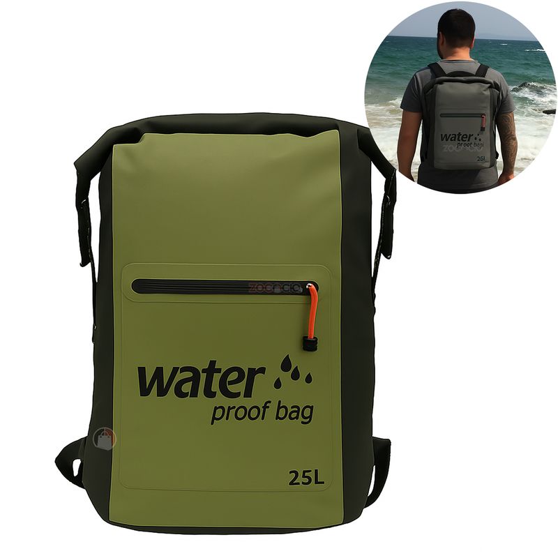 ZOCOCIO - Morral Impermeable Water Proof Bag 25l Bolsa Seca Viajera Verde