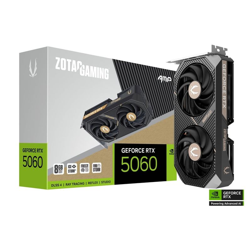 ZOTAC - Tarjeta Gráfica ZOTAC GAMING GeForce RTX 5060 AMP 8GB GDDR6 DLSS 4