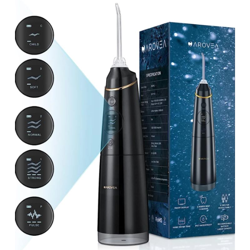 KOBALT - Irrigador dental inalámbrico negro con dorado