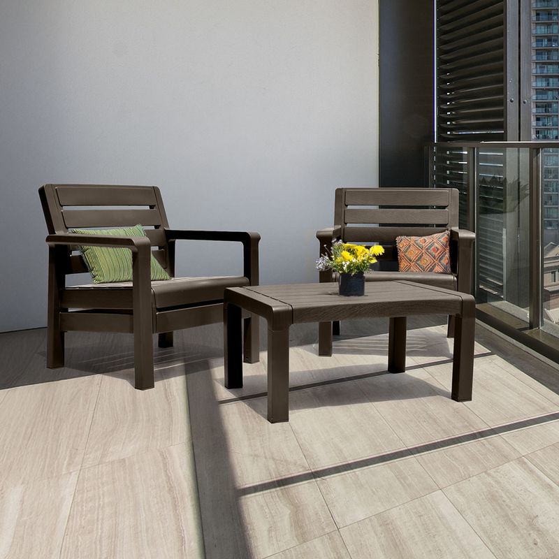 RIMAX - Combo Balcón 2 Sillones + Mesa de Centro RIMAX - Wengue