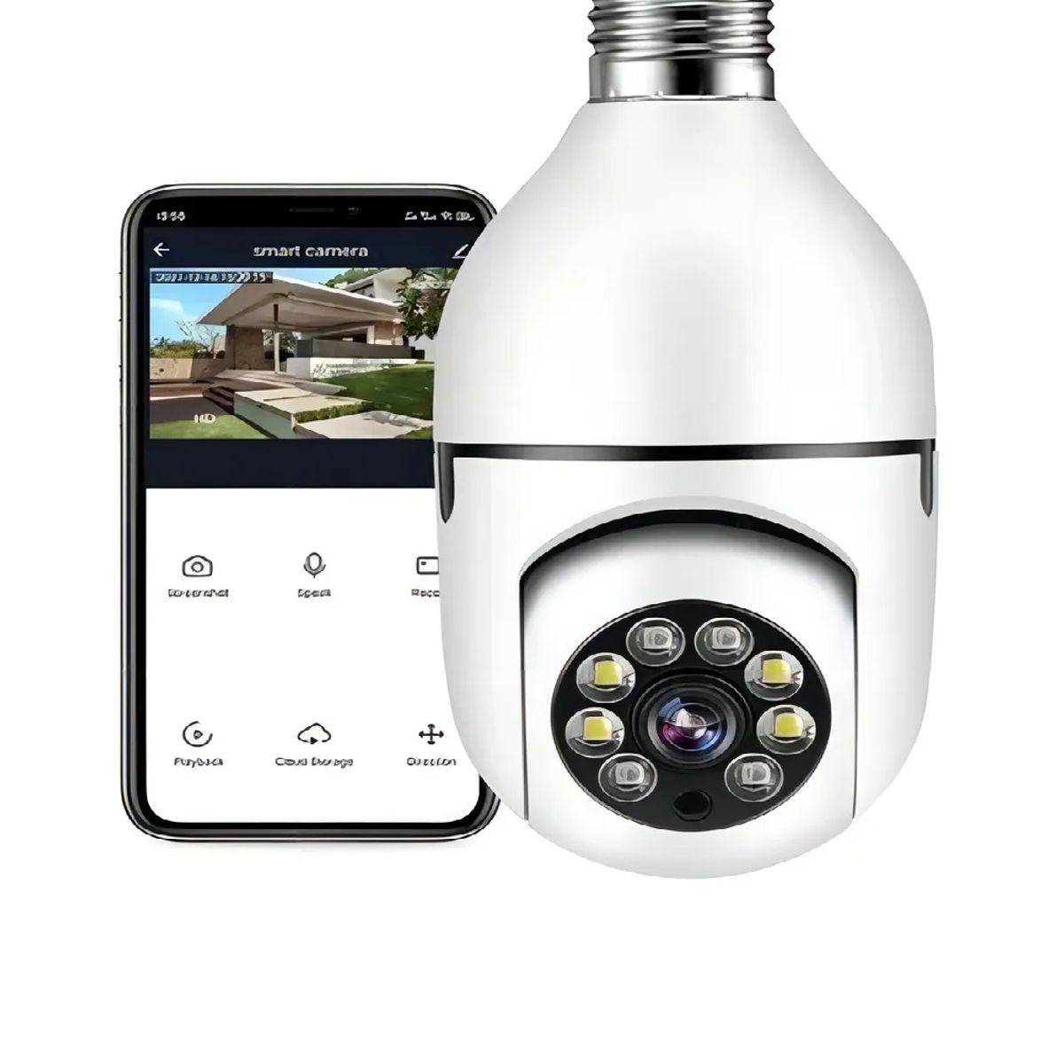 SKY - Cámara De Seguridad Wifi Bombillo Robotica Panoramica Ip 360