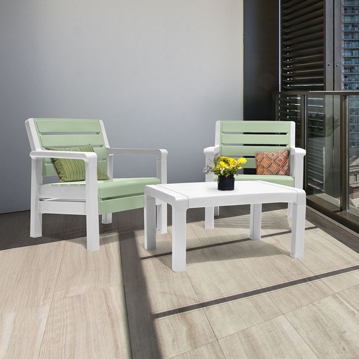 RIMAX - Combo Balcón 2 Sillones + Mesa de Centro RIMAX - Verde Salvia