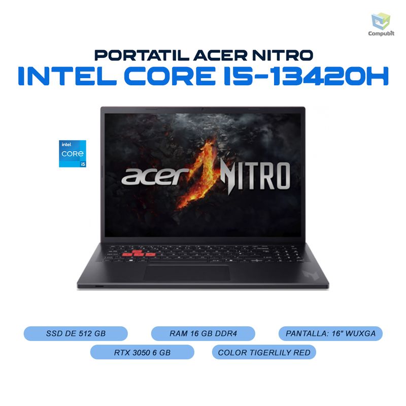 ACER - Portatil ACER NITRO RTX 3050 Intel Core i5-13420H 16GB 512GB SSD - NL16-71G-57G5