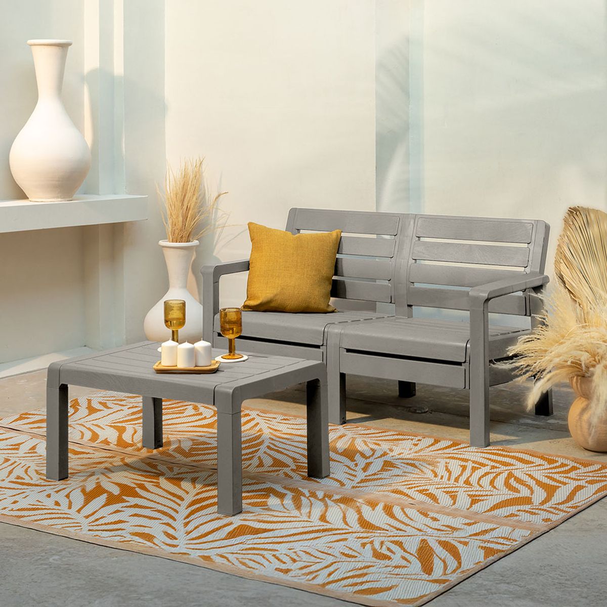 RIMAX - Combo Barú Sofá 2 Puestos + Mesa de Centro RIMAX - Gris Cemento