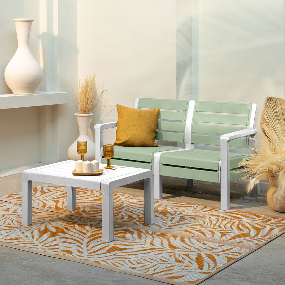 RIMAX - Combo Barú Sofá 2 Puestos + Mesa de Centro RIMAX - Verde Salvia