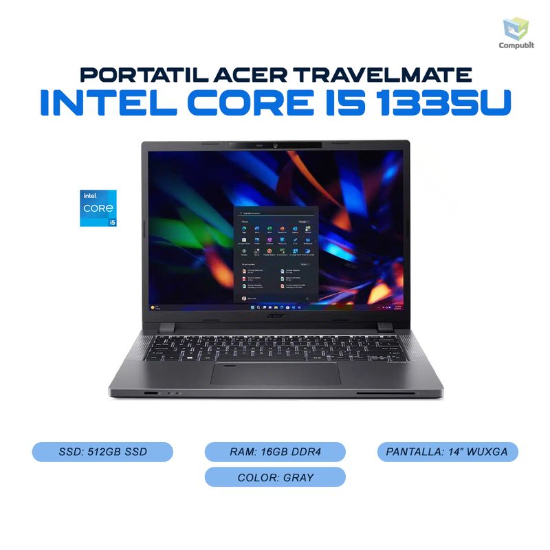 ACER - Portatil ACER TRAVELMATE Intel Core i5 1335U 16GB 512GB SSD - TMP214-55-586G