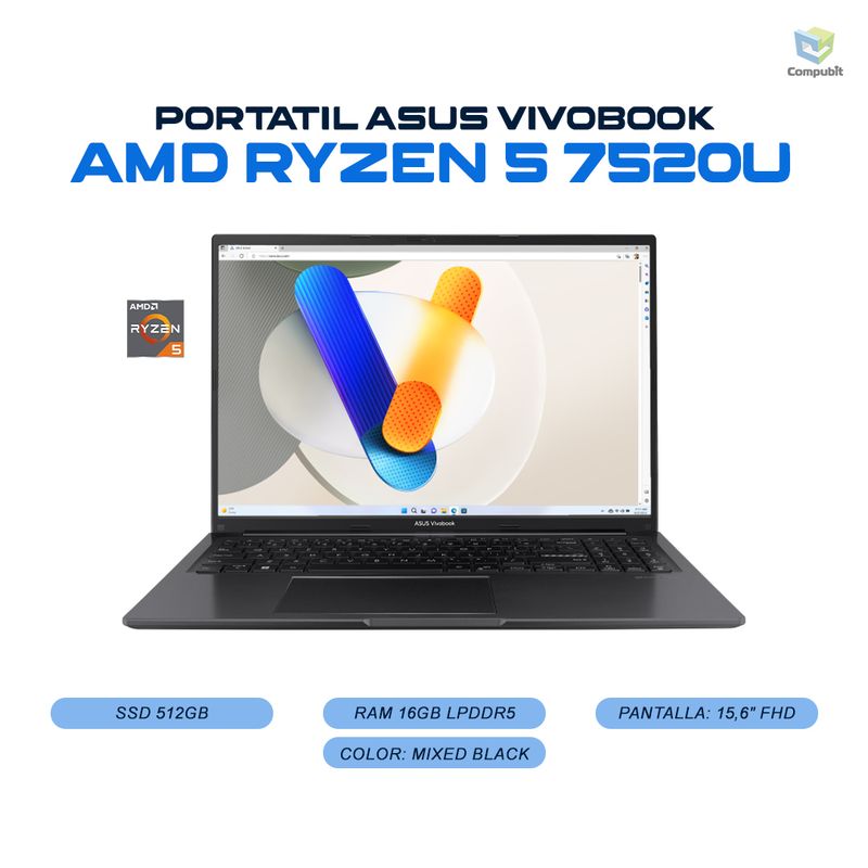 ASUS - Portatil ASUS AMD Ryzen 5 7520U 16GB 512B SSD - E1504FA-NJ1555