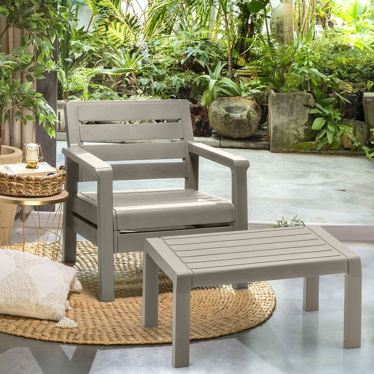 RIMAX - Combo Barú Sillón + Mesa de Centro RIMAX - Gris Cemento