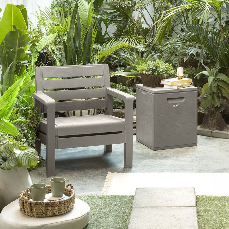 RIMAX - Combo Balcón Sillón + Baúl de 100 litros RIMAX - Gris Cemento