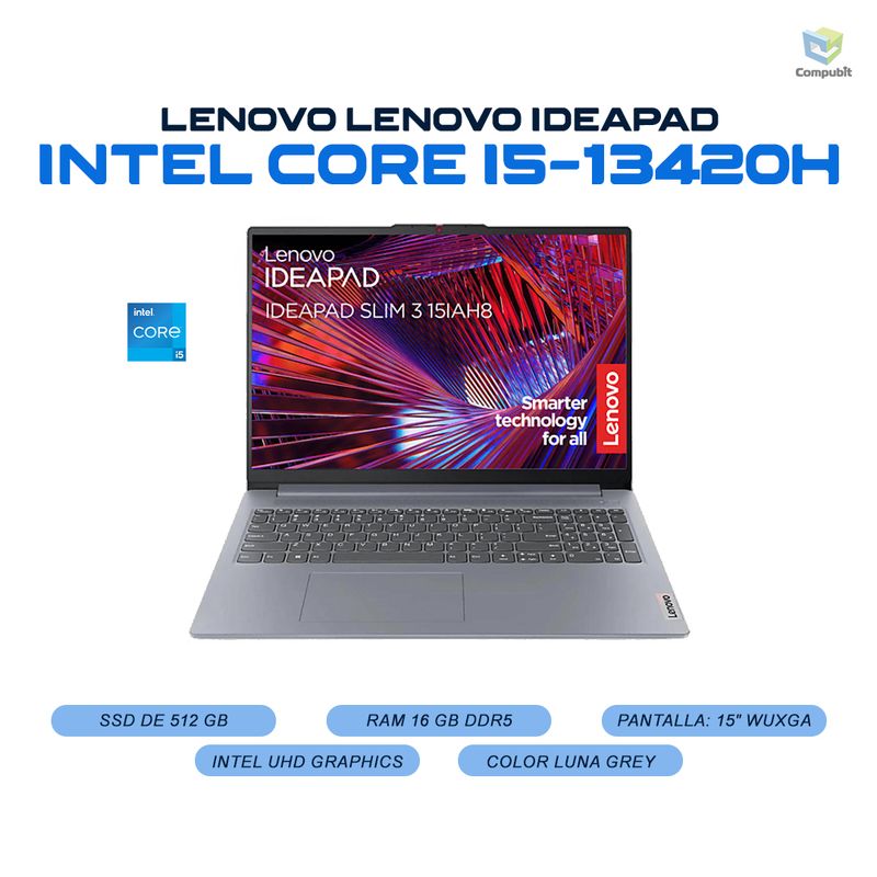LENOVO - Portatil LENOVO SLIM Intel Core i5-13420H 16GB LPDDR5 512GB SSD - 3 15IRH10