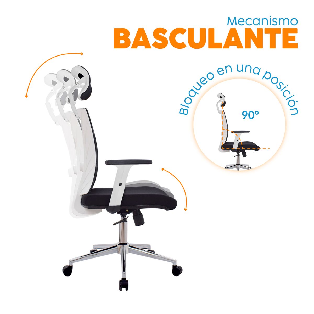 BONNO - Silla Escritorio Ejecutiva Neg-Blan Pste Niza Bonno