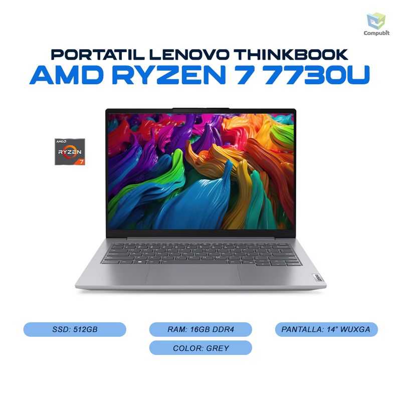 LENOVO - Portatil LENOVO ThinkBook AMD Ryzen 7 7730U 16GB 512GB - 14 G6 ABP