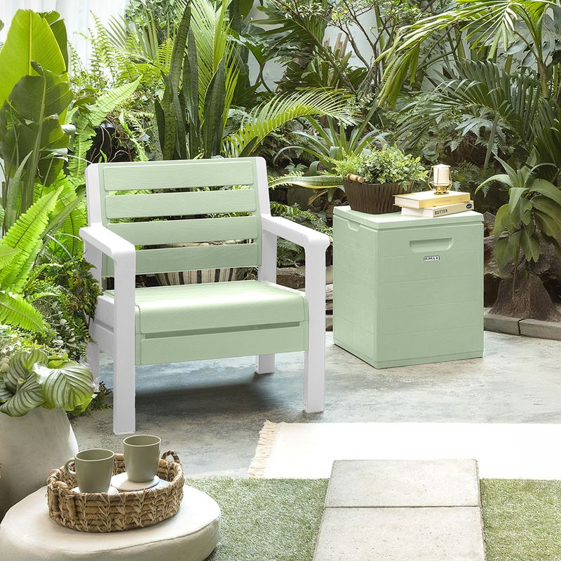 RIMAX - Combo Balcón Sillón + Baúl de 100 litros RIMAX - Verde Salvia